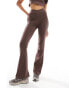 Фото #3 товара Miss Selfridge shaped front flare legging co-ord in chocolate