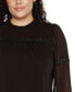 Фото #4 товара Black Label Plus Size Mixed Media Blouson-Sleeve Top