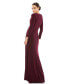 Фото #2 товара Women's Faux Wrap Long Sleeve Gown w/ Applique Detail