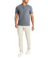 Фото #2 товара Men's 4-Way Stretch Heathered Stand-Collar Piqué Henley