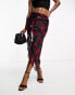 Фото #1 товара NaaNaa mesh maxi skirt co-ord with ruffle detail in black rose print