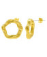 ფოტო #2 პროდუქტის Tarnish Resistant 14K Gold-Plated Hammered Open Circle Earrings