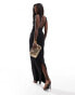 Vesper sleeveless high neck low back column maxi dress in black