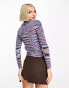 Daisy Street roll neck jumper in purple space dye