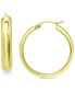 ფოტო #1 პროდუქტის Medium Polished Hoop Earrings in 18K Gold-Plated Sterling Silver, 1-3/8", Created for Macy's