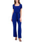 ფოტო #2 პროდუქტის Women's Petal-Sleeve Tie-Waist Square-Neck Jumpsuit