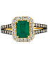 ფოტო #3 პროდუქტის New Emerald (1-1/5 ct. t.w.) & Diamond (7/8 ct. t.w.) Halo Split Shank Ring in 14k Gold