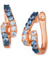 ფოტო #1 პროდუქტის Denim Ombré (3/4 ct. t.w.) & White Sapphire (1/8 ct. t.w.) Looped Small Hoop Earrings in 14k Rose Gold, 0.66"