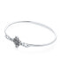 ფოტო #3 პროდუქტის Sterling Silver Oxidized Religious Inspirational Christian Sideways Irish Knot Celtic Cross Bangle Bracelet For Women