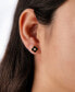 ფოტო #2 პროდუქტის Clear Cubic Zirconia and Black Enameled Clover Stud Earrings