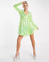 Collective the Label exclusive sequin wrap dress in iridescent lime