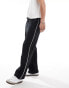 ASOS DESIGN wide leg joggers with contrast side stripe in black Черный, L - W36 - фото #4