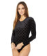 BCBGMAXAZRIA 297326 Women's Long Sleeve Bodysuit Jacquard Print, Black, Medium