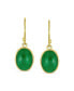 ფოტო #3 პროდუქტის Classic Elegant Green Jade Bezel Set Oval Cabochon Gemstone Drop Earrings For Women Gold Plated .925 Sterling Silver Wire Fish Hook