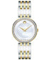 ფოტო #1 პროდუქტის Women's Swiss Esperanza Diamond (1/4 ct. t.w.) Two-Tone PVD Stainless Steel Bracelet Watch 28mm