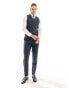 ASOS DESIGN slim suit waistcoat in wool mix texture in navy