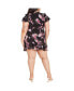 Фото #2 товара Plus Size Romantic Print Ruffle Mini Dress