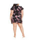 Plus Size Romantic Print Ruffle Mini Dress