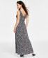 Фото #2 товара Women's Floral-Print Sleeveless V-Neck Maxi Dress, Created for Macy's
