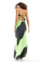 Фото #2 товара ASOS DESIGN satin bandeau bias maxi dress with tie back in abstract print