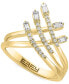 Фото #1 товара EFFY® Diamond Round & Baguette Openwork Crossover Ring (1/3 ct. t.w.) in 14k Gold