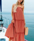 Фото #3 товара Women's Rust Square Neck Sleeveless Maxi Beach Dress