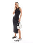 Фото #1 товара ONLY Petite seamless boat neck midi dress in black