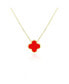 Фото #1 товара Extra Large Coral Single Clover Necklace 14K Gold