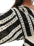 Фото #7 товара Never Fully Dressed Petite crochet balloon sleeve mini dress in monochrome stripe