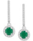 ფოტო #2 პროდუქტის Sapphire (1-1/3 ct. t.w.) & Diamond (1/4 ct. t.w.) Halo Leverback Drop Earrings in Sterling Silver (Also in Emerald & Ruby)