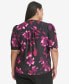 ფოტო #2 პროდუქტის Plus Size Floral-Print Button-Front Blouse