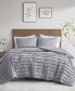 Фото #1 товара CLOSEOUT! Maddox 3 Piece Striated Cationic Dyed Oversized Duvet Cover Set with Pleats, Full/Queen