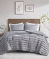 Фото #1 товара CLOSEOUT! Maddox 3 Piece Striated Cationic Dyed Oversized Duvet Cover Set with Pleats, King/California King