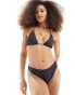 Фото #3 товара Weekday Leash triangle tie bikini top in italic dark grey print