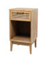 26" Wood 1 Drawer and 1 Shelf with Cane Front Drawer and Gold-Tone Handle Accent Table