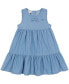 ფოტო #1 პროდუქტის Toddler Girls Sleeveless Chambray Ruffle Hem Dress