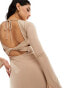 Фото #2 товара ASOS DESIGN racer cut out long sleeve mini dress with open back in camel