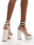 Фото #4 товара Be Mine Bridal Maysha embellished platform heeled sandals in ivory satin