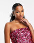 Forever New Petite structured bandeau sequin mini dress in pink and red mix