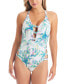 Фото #1 товара Jessica Simpson Jungle Cruise Beaded Tropical One-Piece Swimsuit Multi Size S