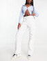 Hollister poplin baggy cargo trousers with drawstring waist in white