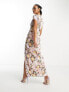 Фото #1 товара ASOS DESIGN button side detail satin midi tea dress in bold floral print