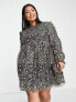 Lovedrobe Luxe Plus sequin smock mini in black