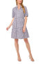 Women's Short-Sleeve Cotton Gingham Babydoll Dress