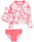 Фото #6 товара Baby 3-Piece Floral Print Rashguard Swimsuit Set 3M