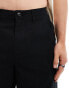 ASOS DESIGN wide linen chino trousers in black