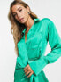 Фото #3 товара Pretty Lavish tie waist shirt midaxi dress in emerald
