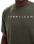 Tommy Jeans linear logo t-shirt in khaki green