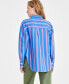 ფოტო #2 პროდუქტის Women's Wide Stripe Linen Relaxed-Fit Shirt, Created for Macy's
