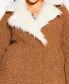 ფოტო #3 პროდუქტის Plus Size Teddy Faux Fur Jacket